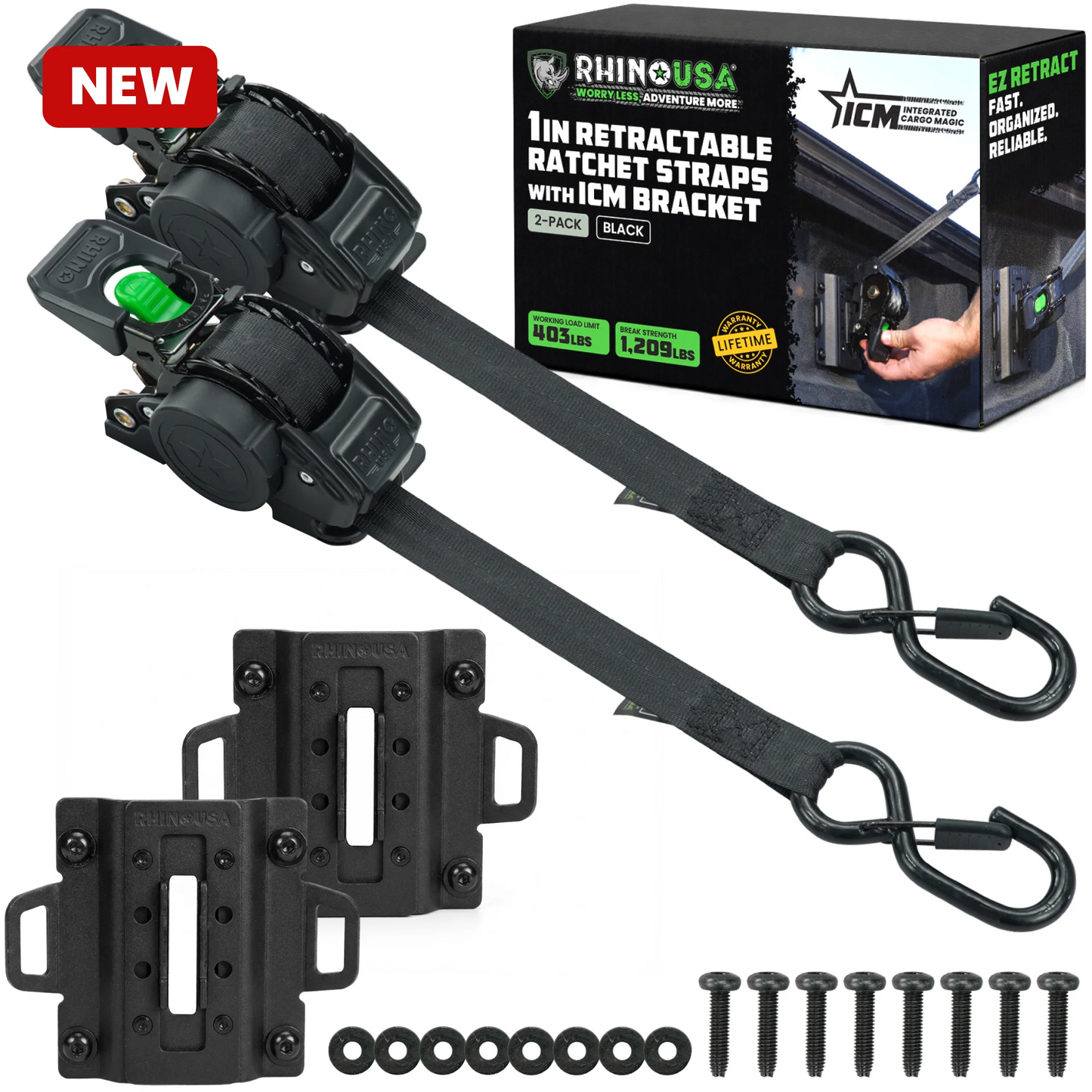 Bed-Mounted Retractable Ratchet Straps (Ford Trucks)
