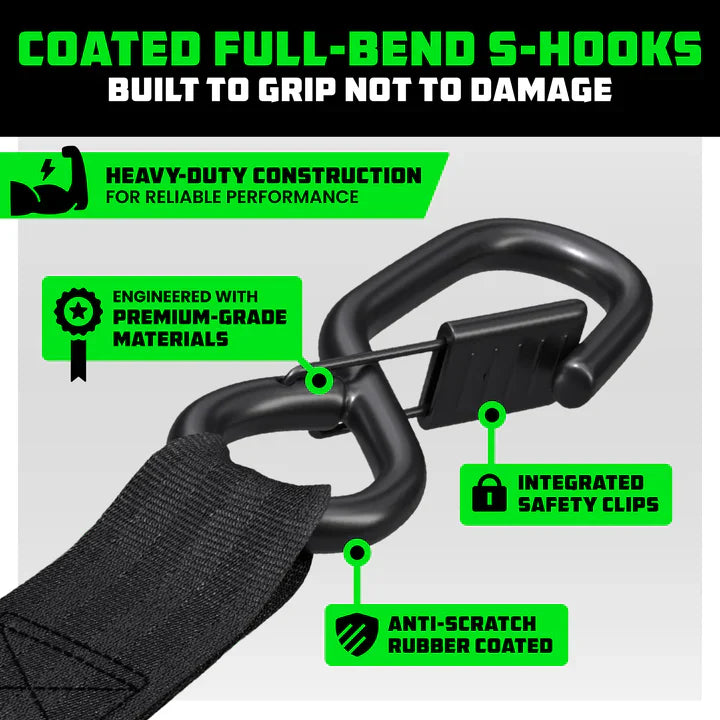 1" x 10' Retractable Ratchet Straps