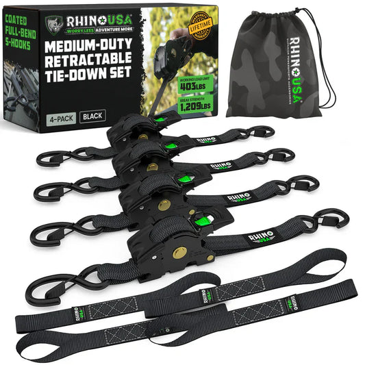 1" x 10' Retractable Ratchet Straps